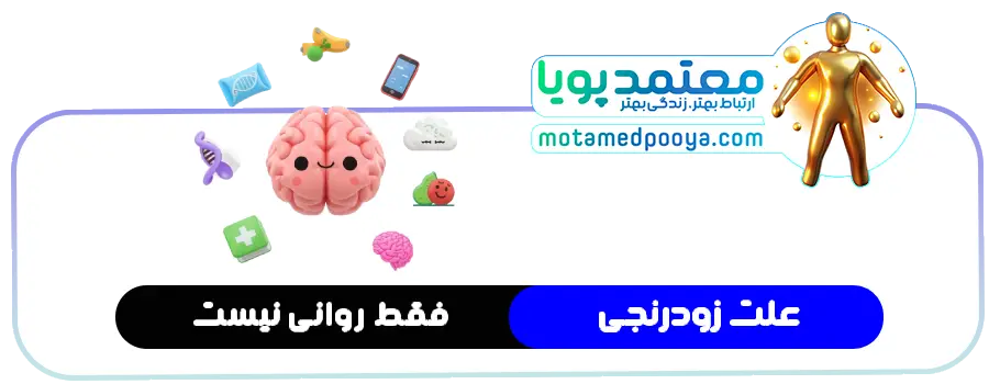 از زودرنجی تا قاطعیت: راهنمای جامع مدیریت حساسیت های عاطفی 5 تصویر سهبعدی فانتزی از مغز و نمادهای ژنتیک، خواب، استرس و سبک زندگی که عوامل مؤثر بر زودرنجی را نشان میدهد.