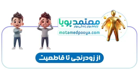 تصویر سه بعدی مفهومی از مسیر تبدیل زودرنجی به قاطعیت و مدیریت احساسات
