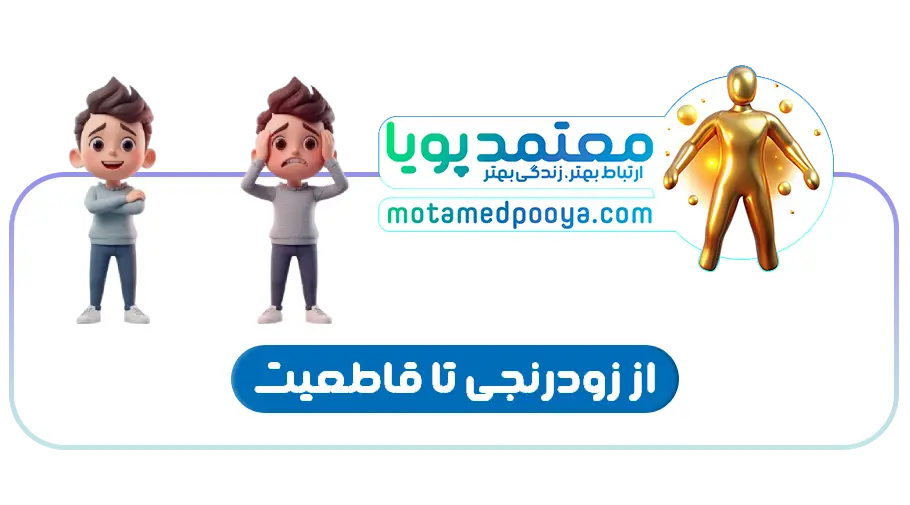 تصویر سه بعدی مفهومی از مسیر تبدیل زودرنجی به قاطعیت و مدیریت احساسات